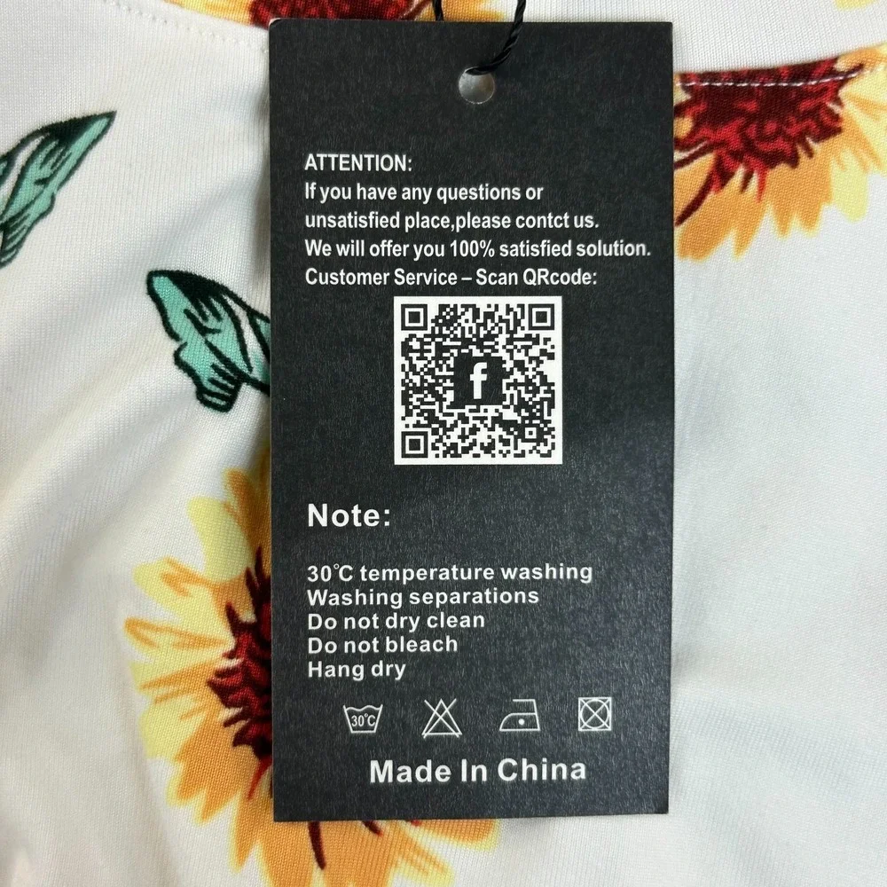 Molerani T Shirt Dress Women XL White Sunflower Print Stretch Round Neck Comfort